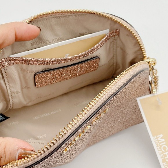 Michael Kors Alex Medium Travel Pouch Leather Glitter Holiday Christmas NWT $98 - Picture 8 of 9